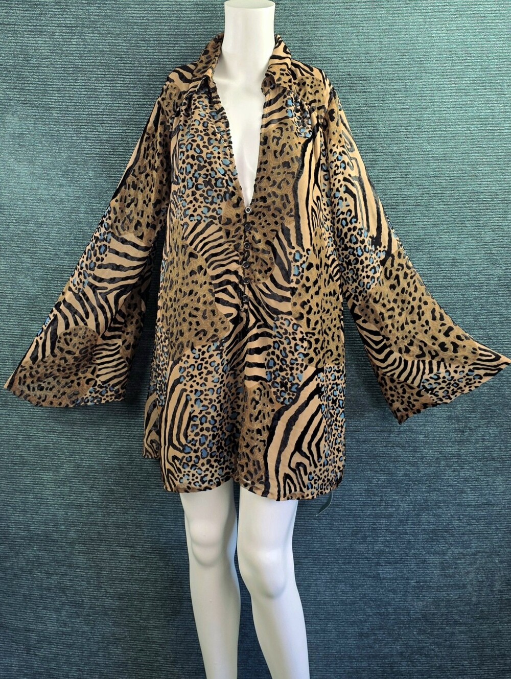Nasty Gal Mixed Animal Devore Print Mini Tunic Dress - Picture 2 of 15